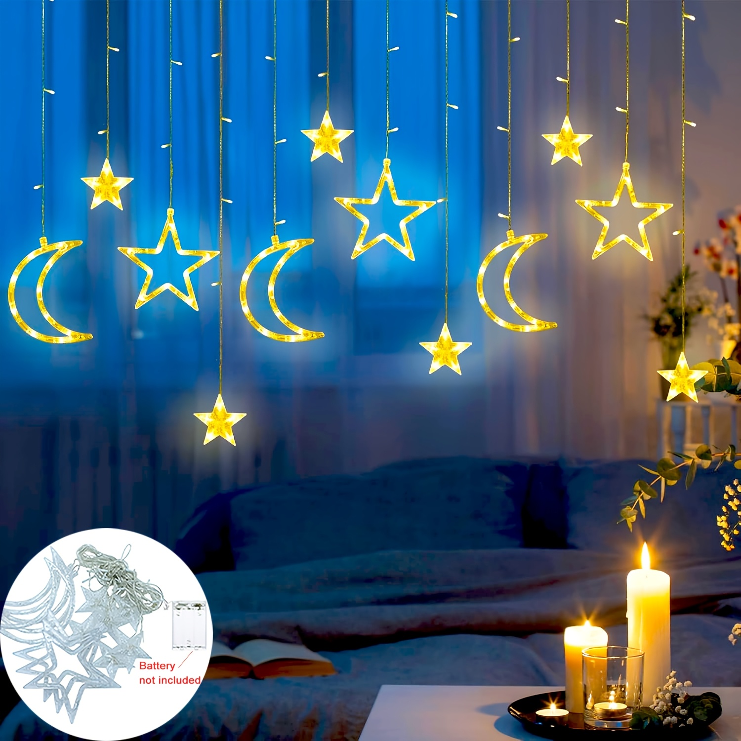 Outdoor Power For Xmas Lights - 3.5m estrela lua led cortina luz