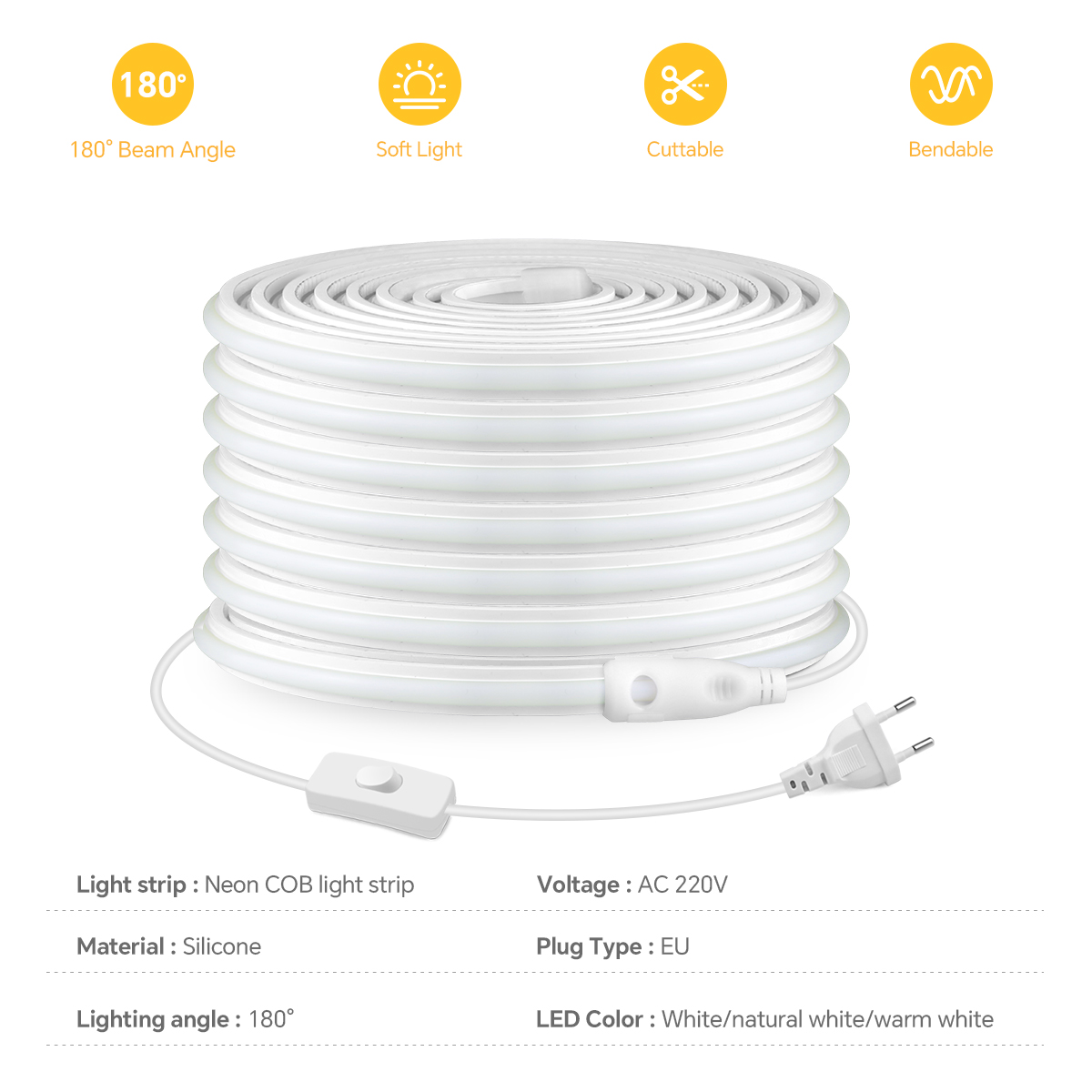 220v cob tira conduzida de alt - Power Switch Outdoor avaliação e preço