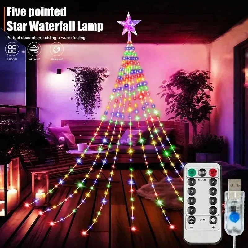 Luzes de Fada em Cascata com 2 - Outdoor Power For Xmas Lights avaliação e preço